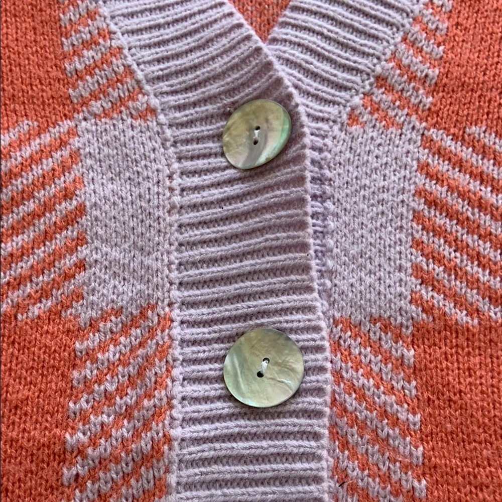 Loom Orange Checkerboard Cropped Cardigan Sweater S/M